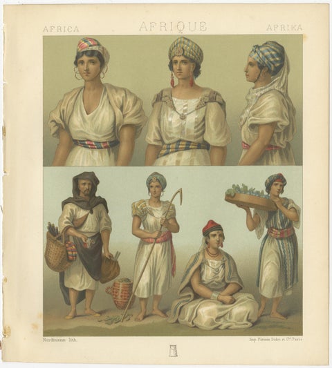 North African Costumes & Figures, Racinet Afrique Plates, Set of 2, 1888, view 3