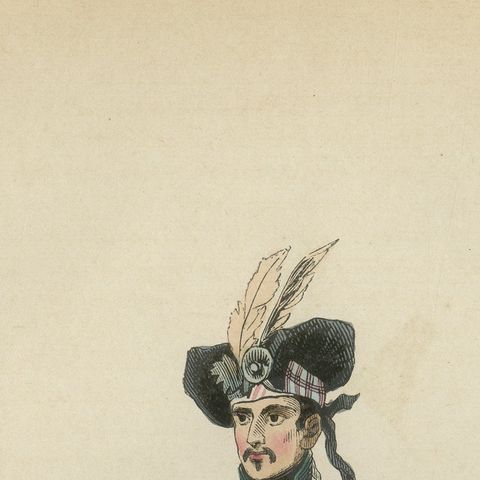Scottish Highland Clan Chief - Antique Costume Lithograph, c.1852, close-up 6