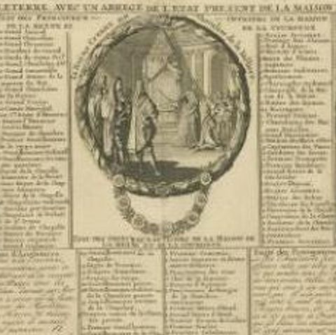 Antique Print of the Monarchy and Nobles of Great Britain by Chatelain, c.1720, close-up 1