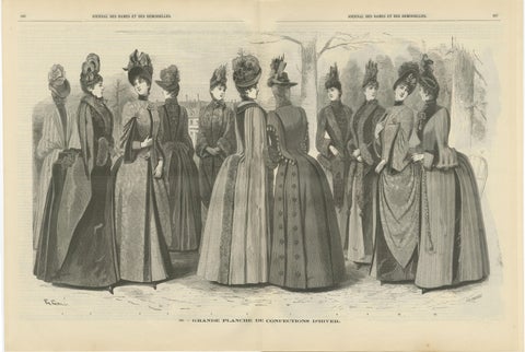 Large Antique French Fashion Plate, Winter Costumes Paris, c.1880, view 2