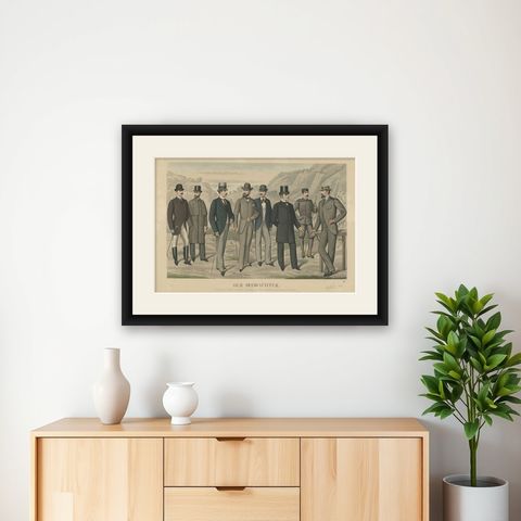Antique Print of Fashion in June 1890 by Klemm & Weiss, circa 1900, shown framed on a wall