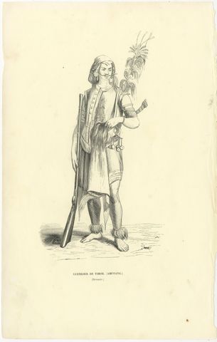 Warrior of Timor, Amfoang, Antique Wahlen Costume Print, 1843-1844, view 2