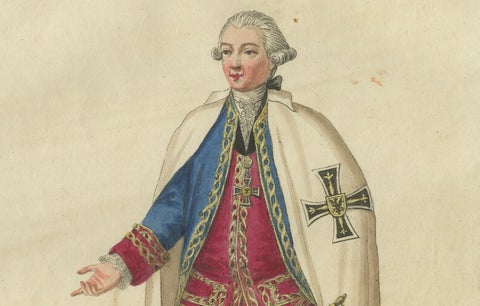 Grand Master of the Teutonic Order: 1791 Colored Engraving in Ceremonial Robes, close-up 3
