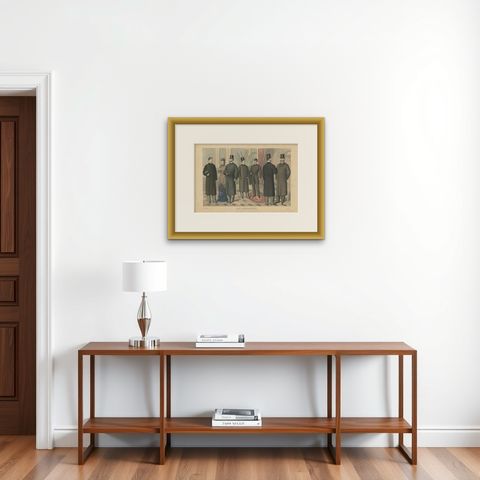 Antique Print of Fashion in November 1880 by Klemm & Weiss, circa 1900, shown framed on a wall