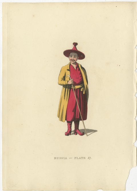 Traditional Mongolian Attire in Alexander's Russian Ethnographic Engraving, 1814, view 5