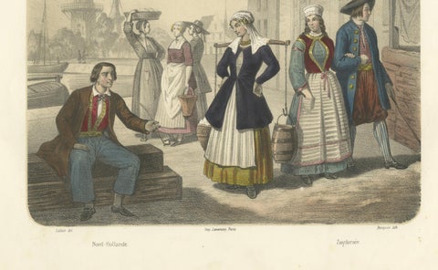 Dutch Regional Costumes, North Holland and Zuyderzee Figures, c.1845, close-up 4