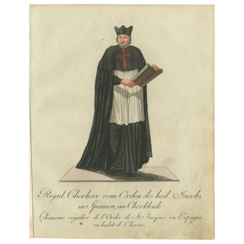 Regular Canon of the Order of St. James of Spain in Choir Attire, 1791 Engraving