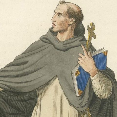 15th Century Dominican Friar, Antique Costume Print, Published 1845, close-up 5