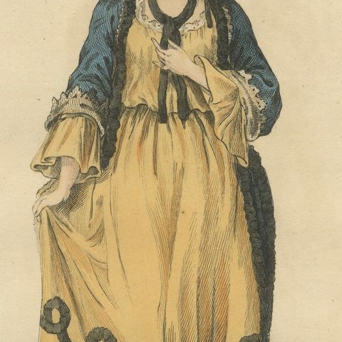 Venetian Morning Dress Costume Print, Lady of Venice Fashion, 1749, close-up 5