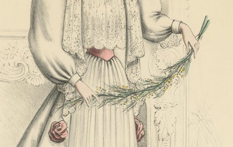 Opulent Fashions of the Victorian Era: Lithograph by L. Michau and M. de Solar, close-up 2