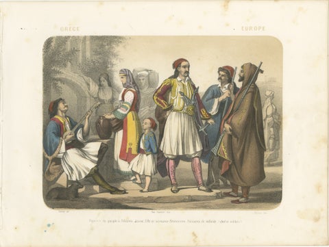 Greek Costumes, Athenians and Palicars of Selléide, c.1845, view 2