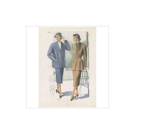 Vintage Fashion Print 'Pl. 14217' Published in Ladies Styles, 1951, view 2