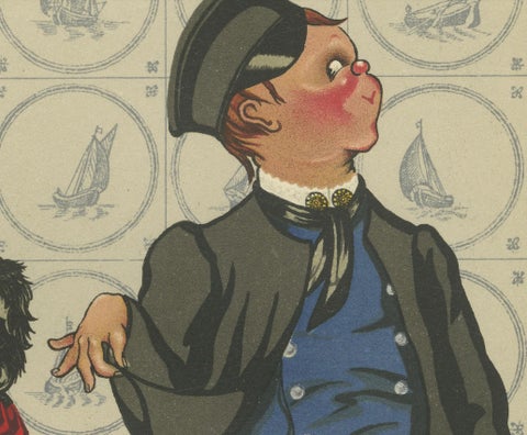 Charming Sunday Dress of Huizen Children, Late 19th-Century Dutch Costume, close-up 1