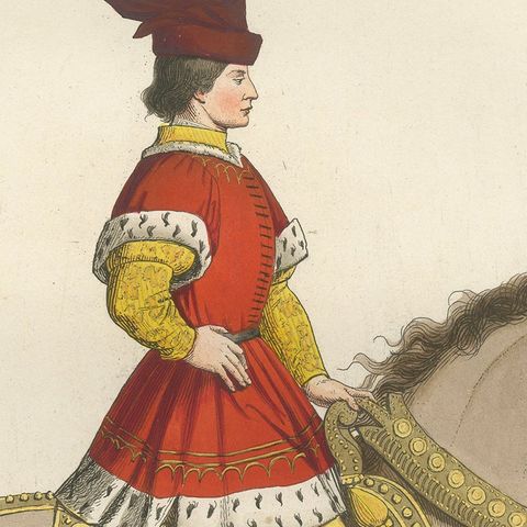 Mounted Nobleman in Parade Dress, Italian Renaissance Equestrian Portrait, 1845, close-up 6