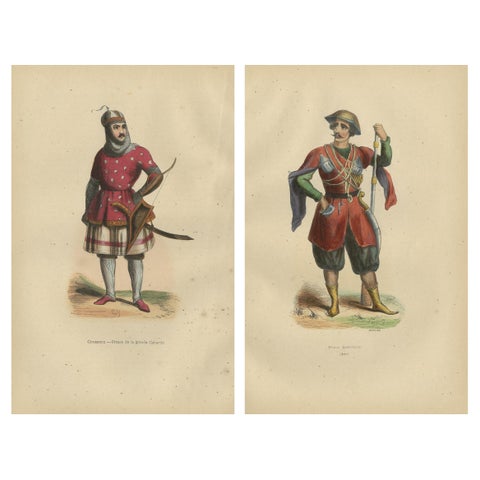 Circassian and Imeretian Princes in Traditional Attire, 1844 Lithographs