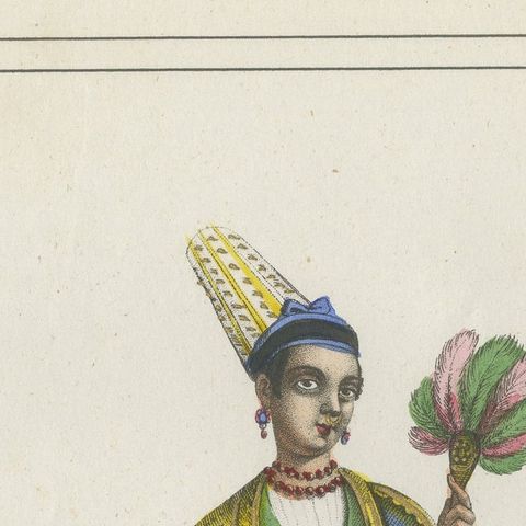 Timbuktu Woman Costume Print, Antique Hand-Colored Lithograph, 1854, close-up 6