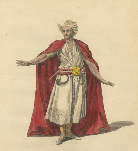 Habit of a Dervish of India, 1700, Hand-Colored Costume Engraving, close-up 2