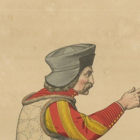 Swiss Guard Costume, Antique Hand-Colored Lithograph by Bonnard, 1845, close-up 4
