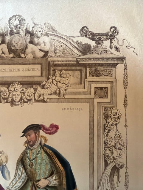 Henri II & Catherine de' Medici French Court Costume Lithograph, 1847, view 5