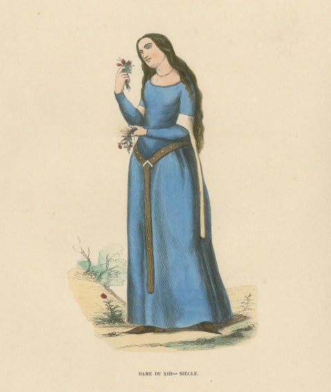 13th Century Elegance: A Noblewoman Amidst Nature in Medieval Attire, 1847, close-up 3