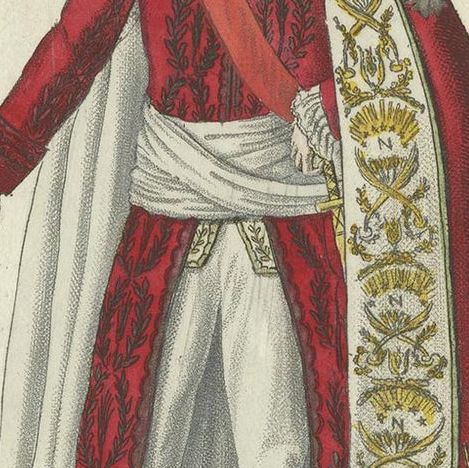 Antique Costume Print of the Emperor and King of France, circa 1810, close-up 2