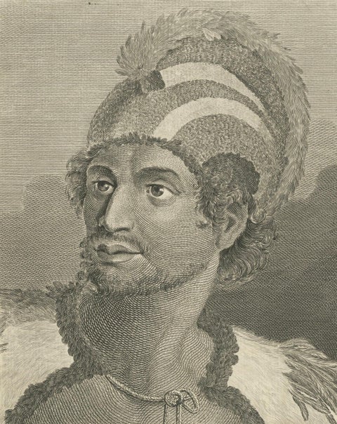 Portraits of Nobility from the Sandwich Islands (Hawaii), Published circa 1790, close-up 5