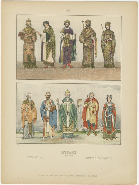 Byzantine Imperial Costume Plate 800–1100, Hand-Colored Print c.1880, view 3