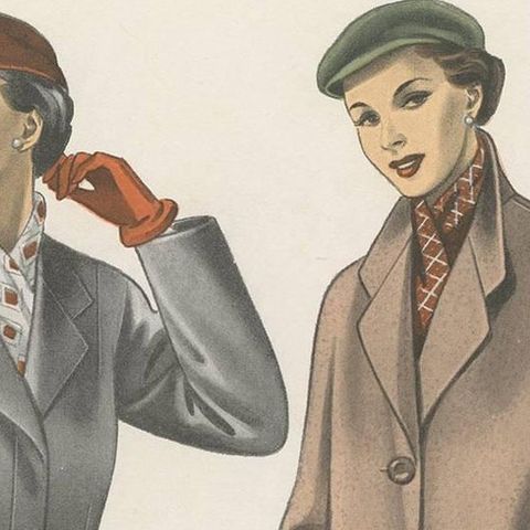 Vintage Fashion Print 'Pl. 14317' Published in Ladies Styles, 1952, close-up 1
