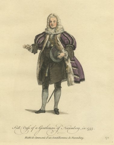Gentleman of Nuremberg in Full Dress with Wig and Fur Gown, 1755, Jefferys 1757
