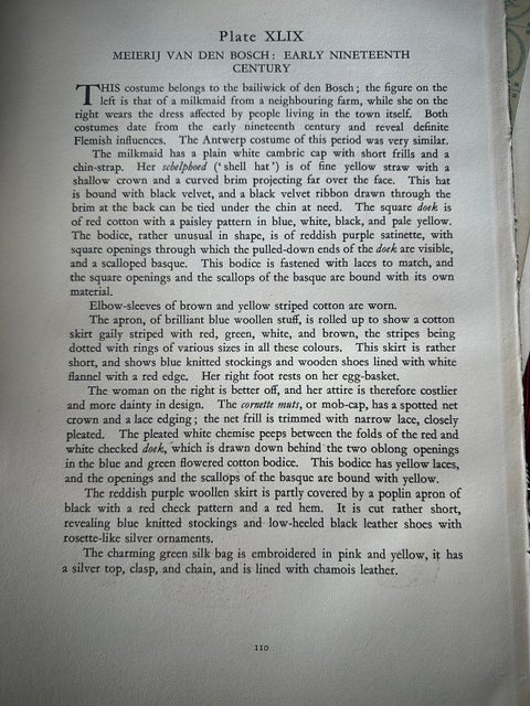 Early 19th c. Brabant Milkmaid & Townswoman in Folk Dress, Published in 1932, view 2