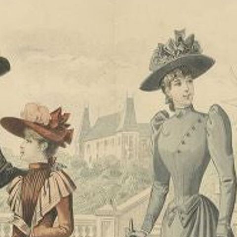 No. 1665 Antique Fashion Print, 1890, close-up 1
