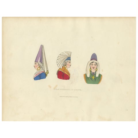 Traditional Head Dresses of Dieppe, France, Costume Study, 1823