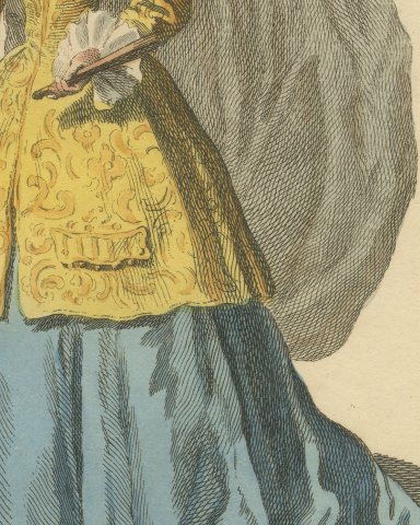 Spanish Lady of Quality in 1700 with a Long Veil, Jefferys Costume Plate, 1757, close-up 2