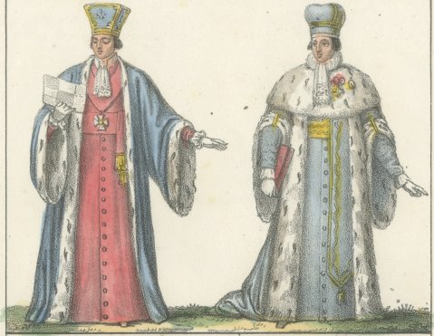 French Court Dress, Grand Judge, Master of the University and Court Lady, 1842, close-up 1