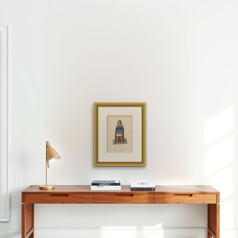 Antique Costume Print of a German Nobleman by Lipperheide, c.1880, shown framed on a wall
