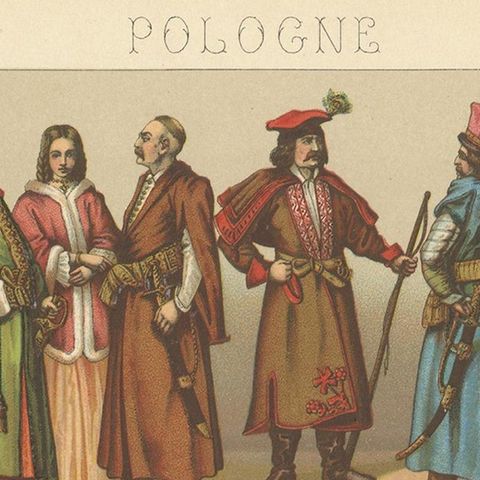 Antique Print of Polish Costumes Racinet, 'circa 1880', close-up 1