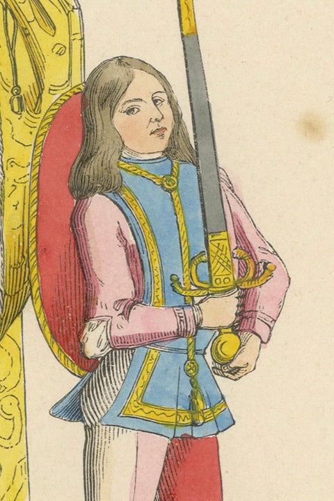 Civic Pride: A Podestà's Robe in 'Costume du Moyen Âge', Genuine Lithograph 1847, close-up 3