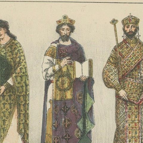 Byzantine Imperial Costume Plate 800–1100, Hand-Colored Print c.1880, close-up 3