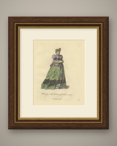 Noblewoman of Swabia in Purple Jacket and Green Skirt, Costume of 1581, 1757, shown framed