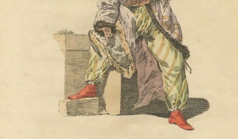 Antique Costume Print, Bashaw of Caramania, Ottoman Figure, 1749, close-up 5