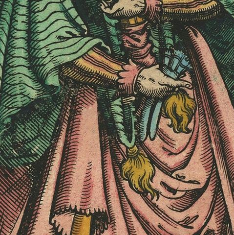 Venetian Woman, Rare Antique Costume Woodcut by Jost Amman, 16th Century, close-up 6