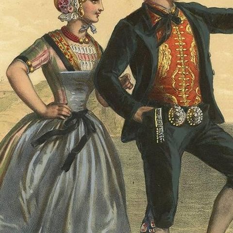 Antique Costume Print of Zealand 'The Netherlands' by A. Lacouchie, circa 1850, close-up 1