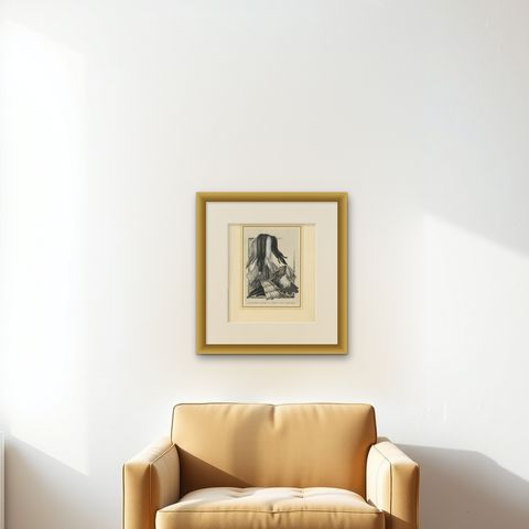 French Art Nouveau Fashion Design of Fur Pelts and Trimmings, c. 1910, shown framed on a wall