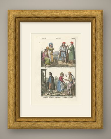 Neapolitan Women, a Fisherman, a Boatman and Country People of Naples, 1842, shown framed