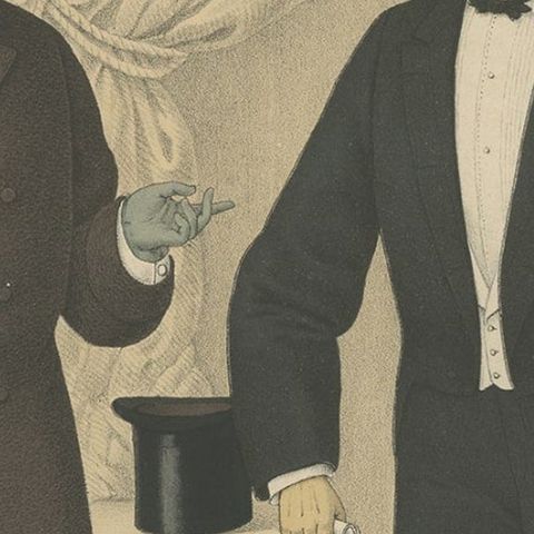Antique Original Print of Men's Fashion, C.1890, close-up 2