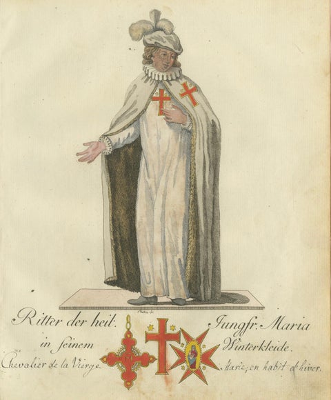 Knight of the Holy Virgin Mary in Winter Attire: 18th-Century Engraving, close-up 4