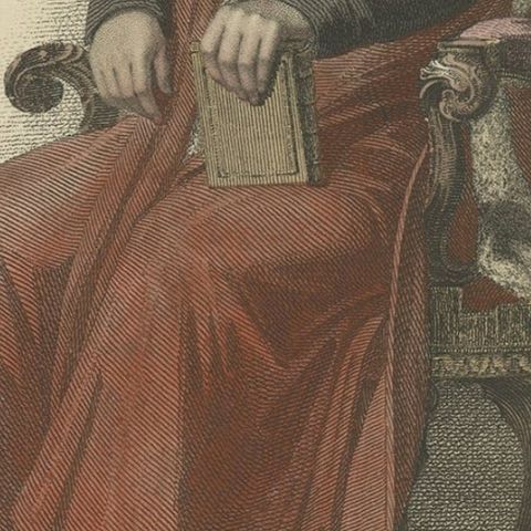 Old Hand-Colored Print of a Doctor in Law or Physic, in Congregation Robes, 1814, close-up 3