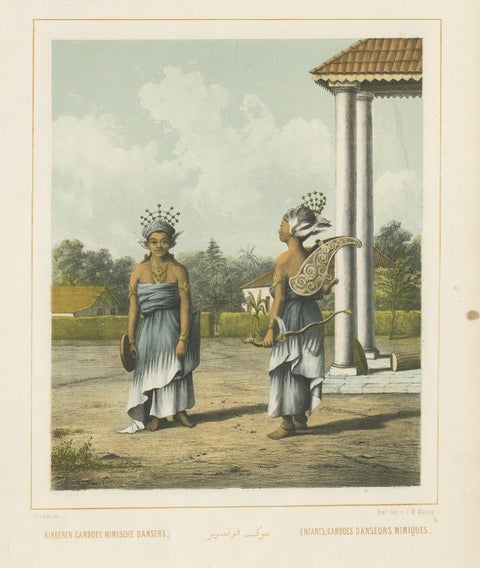 Antique Print of Indonesian Children dressed up as Dancers, Van Pers circa 1850, view 4