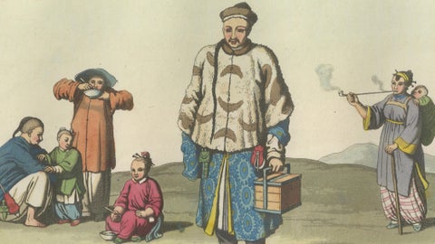Chinese City Dwellers and Farmers, Ferrario Costume Print, c.1815, close-up 4