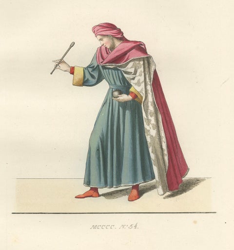 Young Sienese, Noblewoman, and Apothecary in Medieval Italian Dress - 1845, close-up 1